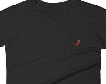 Chili Pepper Women's Short Sleeve T-Shirt, Embroidered Women's Tee Gift - Multiple Colors
