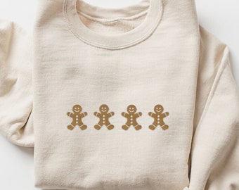 Embroidered Gingerbread Man Sweatshirt: Unisex Holiday Crewneck