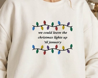 Embroidered Christmas Lights Sweatshirt: Swiftie Holiday Sweater