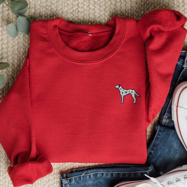 Embroidered Dalmatian Sweatshirt, Dalmatian Lover Gift, Dalmatian Sweater, Dalmatian Mom, Cute Dog Owner Sweater Gift, Unisex Dog Sweatshirt