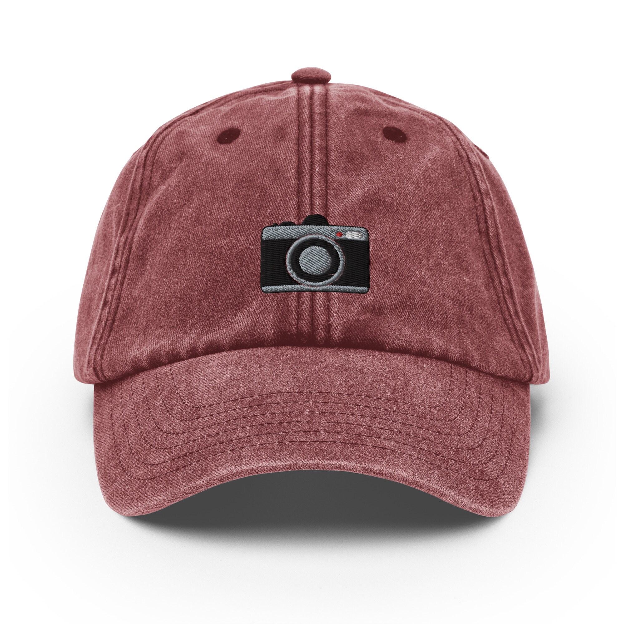 Camera Vintage Hat, Aged Dad Cap, Faded Baseball Cap Gift
