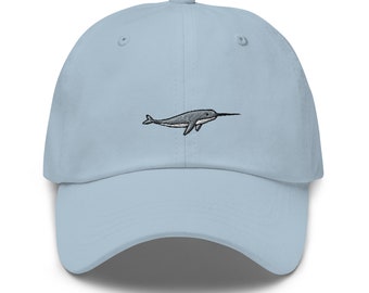 Narwhale Embroidered Dad Hat,  Embroidered Unisex Hat, Dad Cap, Adjustable Baseball Cap Gift for Him
