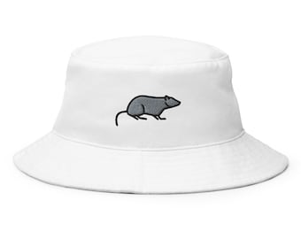 Rat Bucket Hat, Embroidered Bucket Hat, Handmade Unisex Adult Cotton Sun Hat, Summer Hat Gift - Multiple Colors