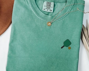 Pickleball Embroidered Comfort Colors Unisex T-Shirt, Pickleball Embroidered Tee, Pickleball Lover Gift, Pickleball Shirt