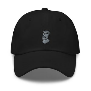 Moai Hat, Embroidered Easter Island Cap, Handmade Rock Face, Rock Emoji, Rock Head Meme