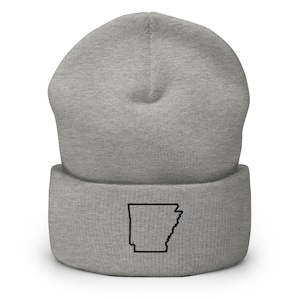 Arkansas State Map Bestickte Mütze, Handgefertigte Cuffed Knit Unisex Slouchy Erwachsene Wintermütze Mütze Geschenk