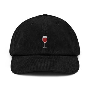 Wine Embroidered Corduroy Dad Hat, Handmade Corduroy Baseball Cap Gift - Multiple Colors