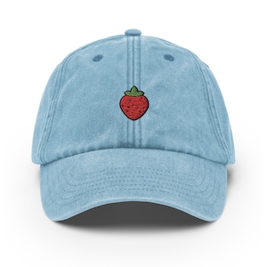 Strawberry Vintage Hat, Aged Dad Cap, Faded Baseball Cap Gift - Multiple Colors