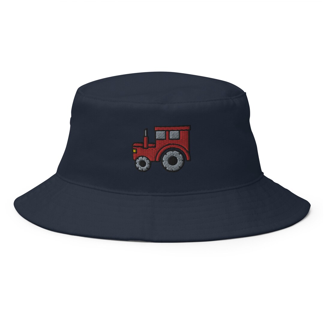 Tractor Bucket Hat, Embroidered Bucket Hat, Handmade Unisex Adult