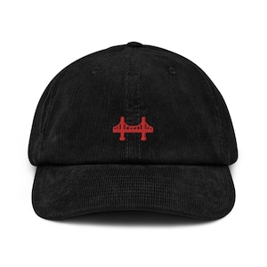 Golden Gate Bridge Corduroy Hat, Handmade Embroidered Corduroy Dad Cap - Multiple Colors