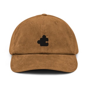 Puzzle Piece Corduroy Hat, Handmade Embroidered Corduroy Dad Cap - Multiple Colors
