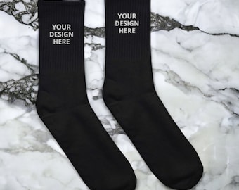 Personalized Embroidered Socks, Customized Logo Embroidered Socks, Embroidery With Your Own Text or Design, Handmade Custom Embroidered Sock