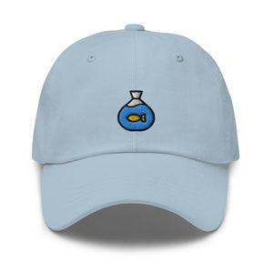 Goldfisch gestickte Dad-Hut, gestickte Unisex-Hut, Papa Kappe, verstellbare Baseballkappe Geschenk für ihn