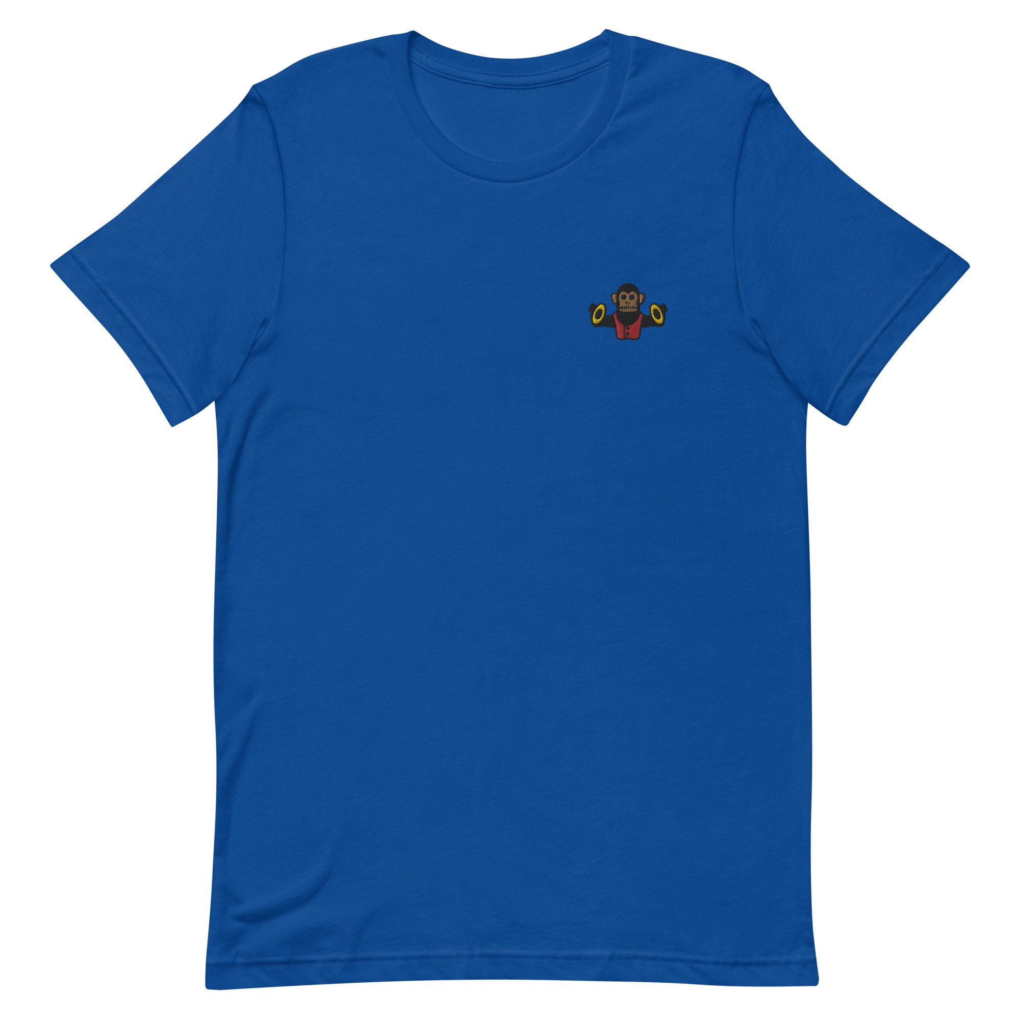 【CPGN STUDIO】Heart Monkey Embroidery Short Sleeve T-shirt Cymbal Monkey Unisex T-shirt, Embroidered Unisex T-shirt