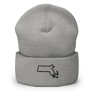 Massachusetts State Karte bestickte Mütze, handgefertigte Manschette stricken Unisex Slouchy Erwachsene Wintermütze Mütze Geschenk