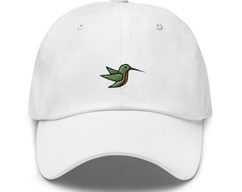 Hummingbird Embroidered Dad Hat,  Embroidered Unisex Hat, Dad Cap, Adjustable Baseball Cap Gift for Him