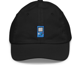 Geborduurde baseballpet voor kinderen: vintage game-apparaat, katoenen keperstof