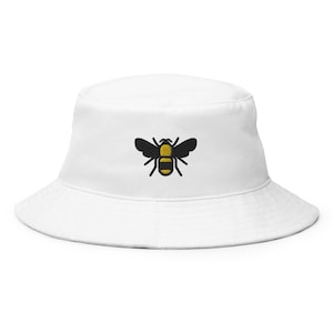 Bee Bucket Hat, Embroidered Bucket Hat, Handmade Unisex Adult Cotton Sun Hat, Summer Hat Gift - Multiple Colors