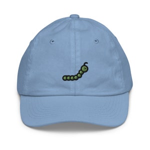 Caterpillar Youth Baseball Cap, Handmade Kids Hat, Embroidered Childrens Hat Gift - Multiple Colors
