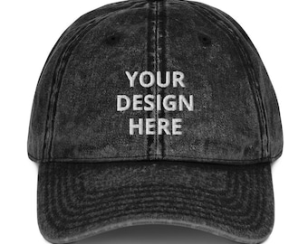 Personalized Embroidered Vintage Cap: Custom Text/Logo, Handmade