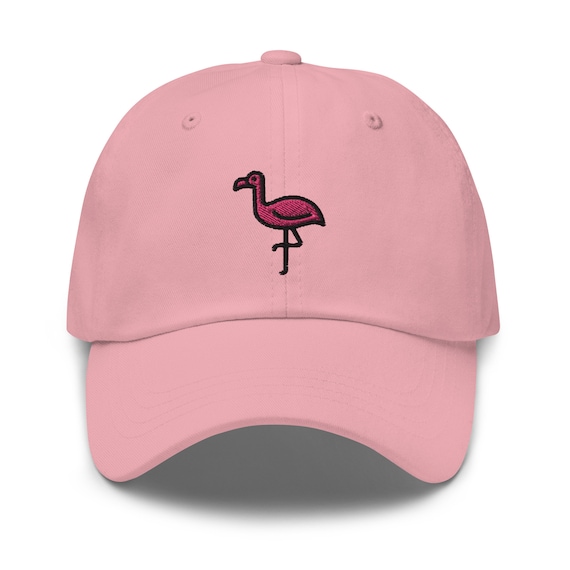 Flamingo Dad Hat, Embroidered Unisex Hat, Handmade Dad Cap, Adjustable Baseball Cap Gift - Multiple Colors
