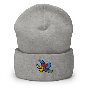 Berretto ricamato a forma di verme gommoso, lavorato a mano, unisex, lavorato a maglia, con risvolto, per adulti, in versione invernale, regalo.