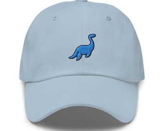 Dinosaurs Embroidered Dad Hat - Stone Color Premium Cotton Low Profile Cap