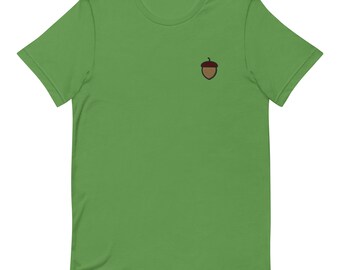 【CPGN STUDIO】Find Acorn Embroidery Short Sleeve T-shirt Acorn Unisex T-shirt, Embroidered Unisex T-shirt Gift for