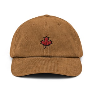 Maple Leaf Cord Hut, handgefertigte bestickte Cord Dad Cap - mehrere Farben