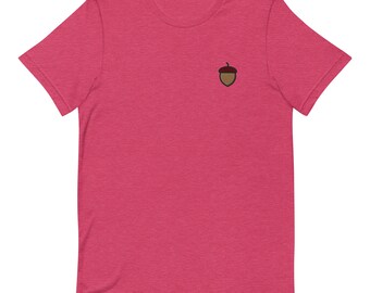 【CPGN STUDIO】Find Acorn Embroidery Short Sleeve T-shirt Acorn Unisex T-shirt, Embroidered Unisex T-shirt Gift for