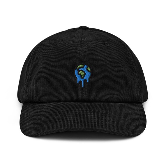 Global Warming Corduroy Hat, Handmade Embroidered Corduroy Dad Cap - Multiple Colors