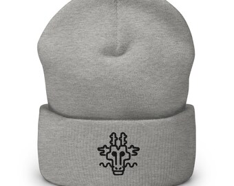 Embroidered Dragon Beanie: Chinese Zodiac Knit Winter Hat