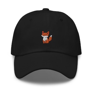 Fox Dad Hat, Handmade Embroidered Hat, Fox Lover Gift, Fox Embroidery Cap, Stitched Orange Fox