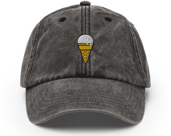 Ice Cream Cone Vintage Hat, Aged Dad Cap, Faded Baseball Cap Gift - Multiple Colors