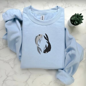 Embroidered Koi Fish Sweatshirt: Avatar Yin Yang Crewneck