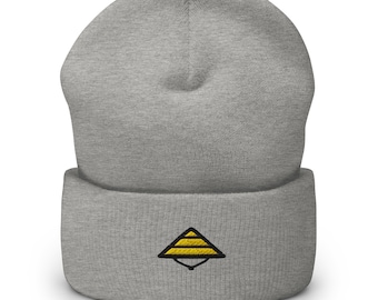 Embroidered Asian Conical Hat Beanie: Unisex Knit Winter Cap