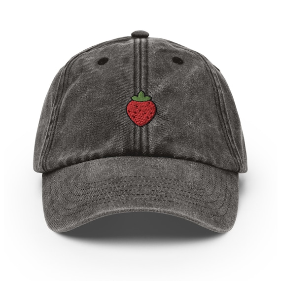 Strawberry Vintage Hat, Aged Dad Cap, Faded Baseball Cap Gift