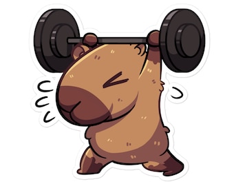 Gym Bro Capybara Decal, Waterproof Capybara Sticker, Deadlift Capybara Gift, Weights Capybara Sticker