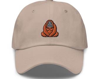 Orangutan Great Ape Embroidered Dad Hat,  Embroidered Unisex Hat, Dad Cap, Adjustable Baseball Cap Gift for Him