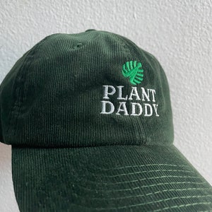 Plant Daddy Corduroy Dad Hat, Plant Lover Gift, Monstera Dad Hat Gift, Plant Daddy Handmade Embroidered Corduroy Dad Hat Multiple Colors image 2