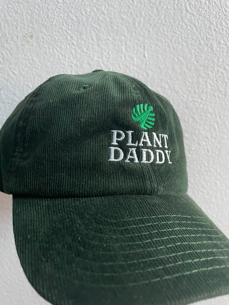 Plant Daddy Corduroy Dad Hat, Plant Lover Gift, Monstera Dad Hat Gift, Plant Daddy Handmade Embroidered Corduroy Dad Hat Multiple Colors image 2