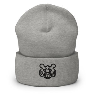 Embroidered Tiger Beanie: Chinese Zodiac Knit Winter Hat