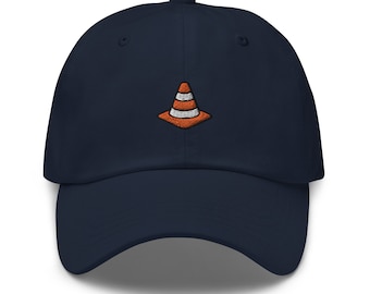 Gorra de béisbol unisex de sarga de algodón con bordado de cono de tráfico