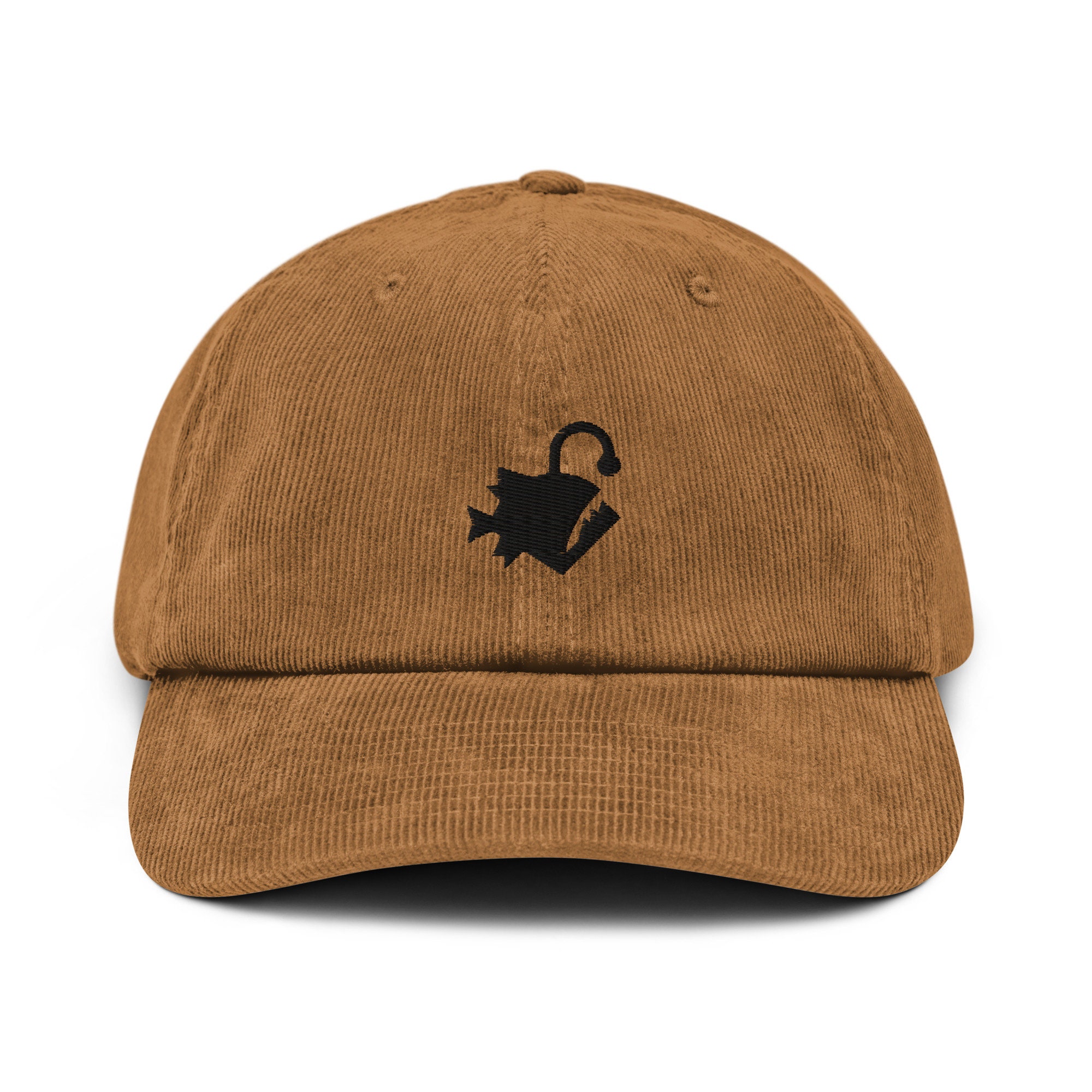 Brown Corduroy Cap with fish Embroidery Cream/Brown - Redfish main image 2