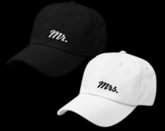 Embroidered Mr and Mrs Dad Hats: Wedding Honeymoon Baseball Caps