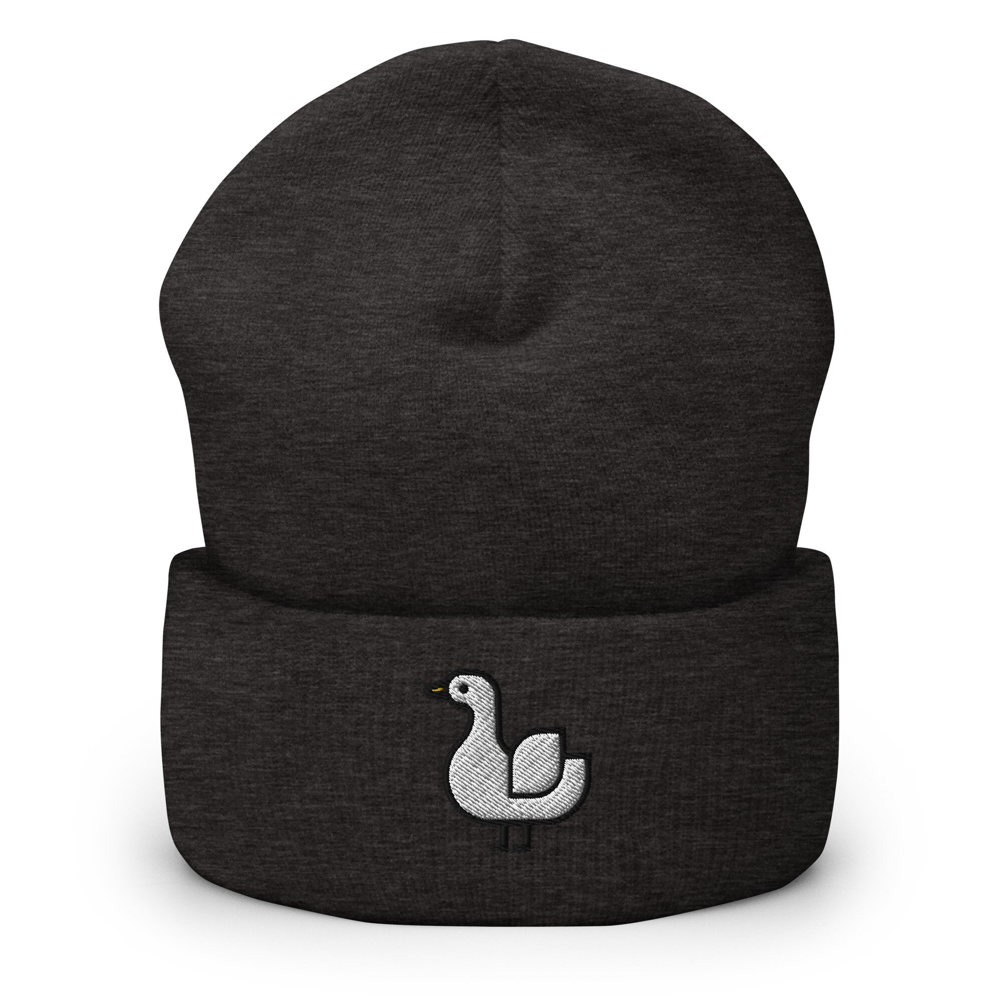 Embroidered Duck Beanie: Handmade Knit Winter Hat - Etsy