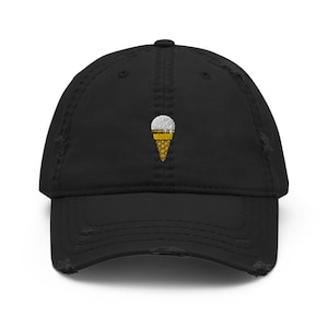 Vanille Eis Waffel gestickt Distressed Dad Hut, ausgefranste Mütze Geschenk