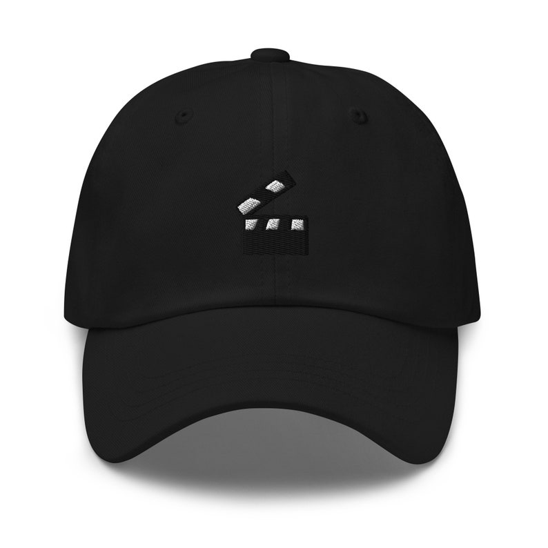Clapper Board Embroidered Dad Hat, Embroidered Unisex Hat, Dad Cap, Adjustable Baseball Cap Gift for Him Black