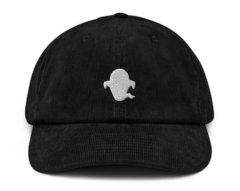 Gorra de pana bordada con fantasma, hecha a mano, para papá, regalo (varios colores)