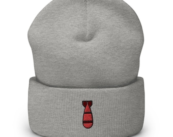 Embroidered Bomb Beanie: Cuffed Knit Winter Hat